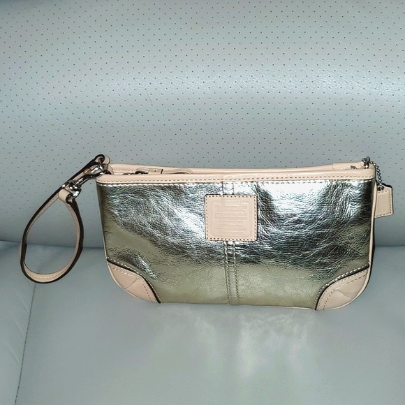 Coach Handbags - Coach Silver Metallic Y2K Style Mini Bag Wristlet